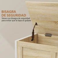 HOMCOM Baúl de Almacenaje para Dormitorio 95 L con Tapa Banco de Almacenaje con Bisagra de Seguridad 80x40x50 cm Roble(m-5)