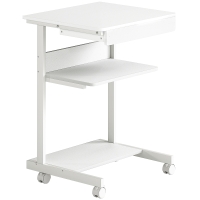 HOMCOM Birou de computer pe roți, birou cu depozitare 56 x 51 cm cu sertar, compartiment și suport CPU, alb