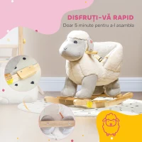 AIYAPLAY Cal Balansoar pentru Copii 1-3 Ani din Lemn și Pluș cu Centură de Siguranță, Pedale și Sunete, 68x35x55 cm, Gri(m-6)