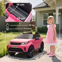 AIYAPLAY Macchina Elettrica per Bambini Licenza Land Rover con Fari LED, Clacson e Telecomando, 105x68.5x58 cm, Rosa(m-3)