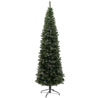 HOMCOM Schneeflocken-Weihnachtsbaum Hoch 225 cm mit 980 Zweigen, Zapfen und Stahlsockel(m-1)