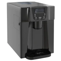 HOMCOM Macchina per Il Ghiaccio con Distributore d'Acqua, Ice Maker, 12kg in 24h, 9 Cubetti di Ghiaccio in 6-10 Minuti, 25,2x38,9x36,3cm, Nero(m-1)