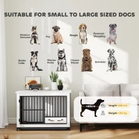 PawHut Gabbia per Cani, accesso semplice, chiudibile, con supporto per ciotole girevole, per cani di piccole e grandi dimensioni, Bianco(m-4)