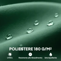 Outsunny Telo di Ricambio per Ombrellone da 3 m a 8 Stecche, Poliestere Anti UV 50+, Verde(m-6)