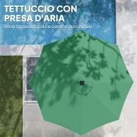Outsunny Telo di Ricambio per Ombrellone da 3 m a 8 Stecche, Poliestere Anti UV 50+, Verde(m-8)