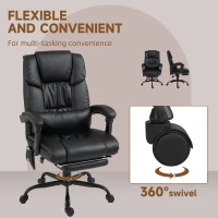 Vinsetto 6-Point Massage Office Chair, PU Leather Desk Chair with Adjustable Height and Footrest for Home Office, Black(m-10)