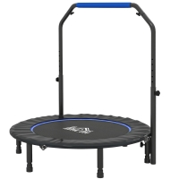 HOMCOM Zusammenklappbares Fitness-Trampolin Ø114 cm mit verstellbarem Griff, Stahlrahmen für Bein- und Körpertraining Blau und Schwarz