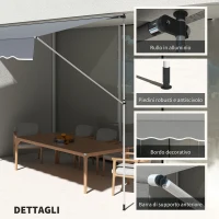 Outsunny Tenda da Sole a Bracci Avvolgibile con Manovella e Struttura Telescopica, 4x1.2m, Grigio(m-5)