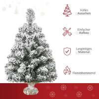 HOMCOM Mini kunstkerstboom 60 cm met sneeuwlook – 67 takken, cementvoet(m-4)