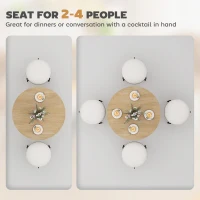 HOMCOM 80cm Industrial Round Dining Table - White Oak(m-4)