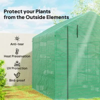 Outsunny Walk-in Greenhouse, 4 Tier 24 Shelves Portable Grow House with Roll-up Door, Dimensions 244 x 180 x 210cm, Green(m-4)