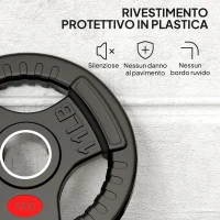 SPORTNOW Set di Dischi Pesi 2x5 kg con Foro da 5 cm e 3 Impugnature, Acciaio con Rivestimento in Plastica, Nero(m-6)