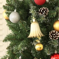 HOMCOM Schneeflocken-Weihnachtsbaum Hoch 225 cm mit 980 Zweigen, Zapfen und Stahlsockel(m-4)
