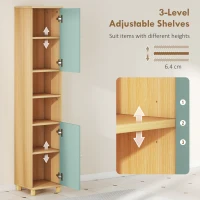 HOMCOM Bathroom Cabinet with Adjustable Shelves and Open Shelves - Green(m-5)