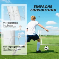 SPORTNOW Fußballtor, robustes Netz, Kunststoff-Rahmen, Heringe, 180L x 92B x 124H cm, Weiß(m-4)