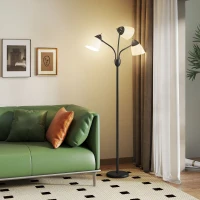 HOMCOM Arc Tree Floor Lamp with 3 Adjustable Rotating Lights and 3000K/4500K/6500K Colour Temperatures, Industrial Standing Lamp with Steel Frame for Bedroom Living Room, 155cm, Black(m-2)