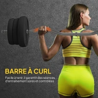 SPORTNOW Ensemble d'haltères 25 kg total, barres d'haltère disques de poids barre longue, poignée antidérapante, Ø 25x120cm, noir(m-4)