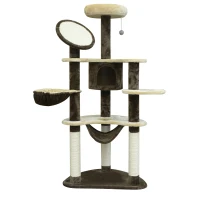 Pom de zgâriat pentru pisici cu acoperire sisal 65x50x153cm crem-cafea(m-6)