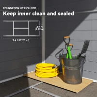 Outsunny Tuinhuis, Tuinschuur met Ventilatieraam, Kunststof, Metaal, 240 x 190 x 180/228, Grijs(m-7)