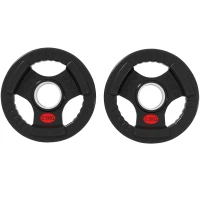 SPORTNOW Set de Disques Poids 2x2.5 kg avec Trou 5 cm et 3 Poignées, Acier avec Revêtement en Plastique, Noir(m-6)