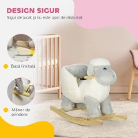AIYAPLAY Cal Balansoar pentru Copii 1-3 Ani din Lemn și Pluș cu Centură de Siguranță, Pedale și Sunete, 68x35x55 cm, Gri(m-5)