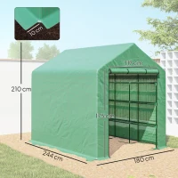 Outsunny Estufa de Jardim Estufa de Exterior com Prateleiras de 4 Níveis Porta com Fecho de Correr e Estrutura de Aço 244x180x210 cm Verde(m-3)