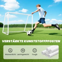 SPORTNOW Fußballtor, robustes Netz, Kunststoff-Rahmen, Heringe, 180L x 92B x 124H cm, Weiß(m-5)