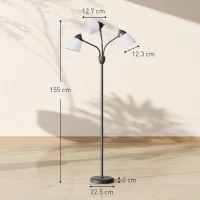 HOMCOM Arc Tree Floor Lamp with 3 Adjustable Rotating Lights and 3000K/4500K/6500K Colour Temperatures, Industrial Standing Lamp with Steel Frame for Bedroom Living Room, 155cm, Black(m-3)