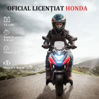 AIYAPLAY Motocicletă Electrică pentru Copii 3-6 ani, Motocilcetă cu Faruri, Muzică și Roți, Motocicletă de Jucărie din PP și Metal, 107x46x75 cm, Roșu(m-4)
