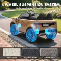 AIYAPLAY Land Rover Discovery Licensed 12V Kids Electric Car with Remote, 4 Wheel Suspension, Slow Start, Lights, Music, Khaki(m-5)