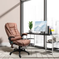 Vinsetto Massage Office Chair Recliner, Ergonomic Gaming Heated Home Office Padded & Swivel Base, Microfiber Cloth, Brown(m-13)