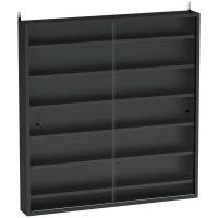 HOMCOM Bacheca Portaoggetti a 6 Ripiani Regolabili in Legno con Ante in Vetro, 80x9.5x83 cm, Nero
