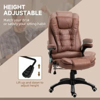 Vinsetto Massage Office Chair Recliner, Ergonomic Gaming Heated Home Office Padded & Swivel Base, Microfiber Cloth, Brown(m-8)