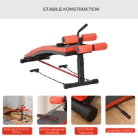 HOMCOM Trainingsbank Sit-Up-Bank Bauchtrainer Multifunktion mit Trainingsbändern Fitness Stahl Schwarz 139 x 58 x 71-81 cm(m-6)