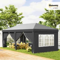 Outsunny 3 x 6m Pop-Up Gazebo, with Curtain Walls and Windows - Grey(m-2)