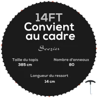 SPORTNOW Covor de înlocuire pentru trampolină, covor de salt, compatibil cu trampolina Ø 4,3 m și arcuri de 14 cm(m-6)