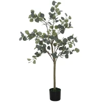 HOMCOM Plantă Artificială, Copac Artistic, Natură Realistă, Ghiveci din Ciment, Fără Întreținere, Verde(m-5)