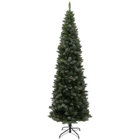 HOMCOM Albero di Natale Innevato Alto 225 cm con 980 Rami, Pigne e Base in Acciaio(m-10)