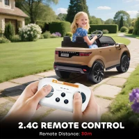 AIYAPLAY Land Rover Discovery Licensed 12V Kids Electric Car with Remote, 4 Wheel Suspension, Slow Start, Lights, Music, Khaki(m-7)