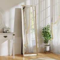 HOMCOM Specchio a figura intera, posizionamento flessibile, 160 x 50 cm, Oro(m-2)