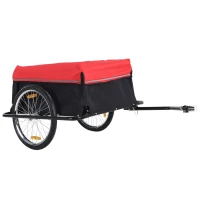 Outsunny Remorcă pentru Biciclete din Oțel cu suportă la 40 kg și Husă Protectoare, 140x88x60 cm, Roșu și Negru(m-6)