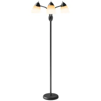 HOMCOM Arc Tree Floor Lamp with 3 Adjustable Rotating Lights and 3000K/4500K/6500K Colour Temperatures, Industrial Standing Lamp with Steel Frame for Bedroom Living Room, 155cm, Black(m-11)