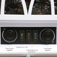 HOMCOM Cheminée électrique sur pied 1000/2000 W, fausse cheminée décorative avec effet flamme LED, blanc(m-6)