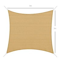 Outsunny Voile de umbrire elegantă 3 x 3 m - Culoare nisip, pentru grădină(m-3)