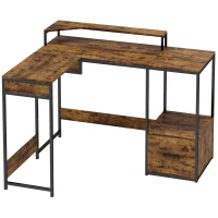 HOMCOM Industrial 'L' Shaped Multi-Work Desk - Brown(m-1)
