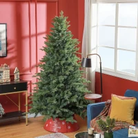 HOMCOM Árbol de Navidad 210 cm en Plástico Verde con Base de Metal y 2445 Ramas Ignífugas(m-2)