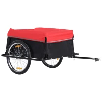 Outsunny Remorcă pentru Biciclete din Oțel cu suportă la 40 kg și Husă Protectoare, 140x88x60 cm, Roșu și Negru(m-1)