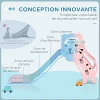 AIYAPLAY Toboggan pour enfants, toboggan intérieur pour enfants, avec panier de basket, thème tigre, de 18 à 36 mois, rose(m-6)