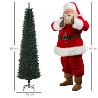HOMCOM Sapin de Noël artificiel 180 cm, arbre de Noël slim avec 380 pointes de branche, support en métal pliable, vert(m-3)