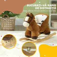 AIYAPLAY Cal Balansoar pentru Copii 18-36 Luni cu Sunete, Bază din Lemn și Centură de Siguranță, 68x33x45 cm, Maro(m-7)